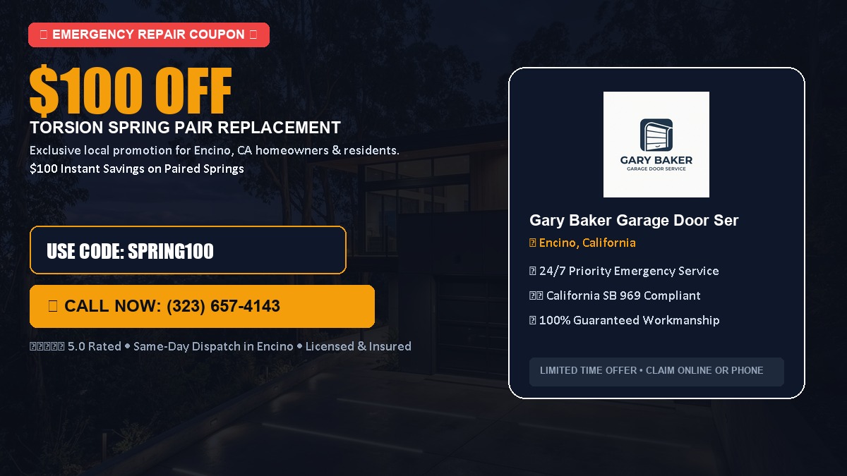 $100 OFF Heavy-Duty Torsion Spring Pair Replacement in Encino, CA