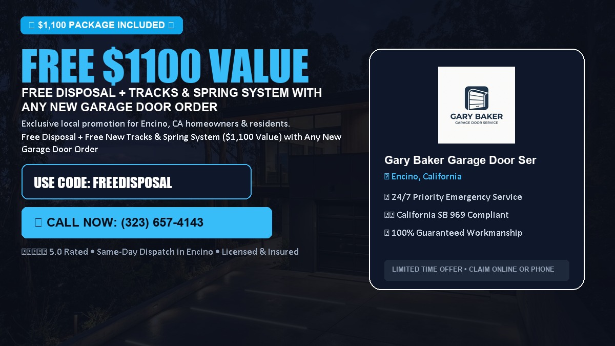 Free Disposal + Free New Tracks & Spring System with Any New Garage Door Order ($1100 Value) in Encino, CA