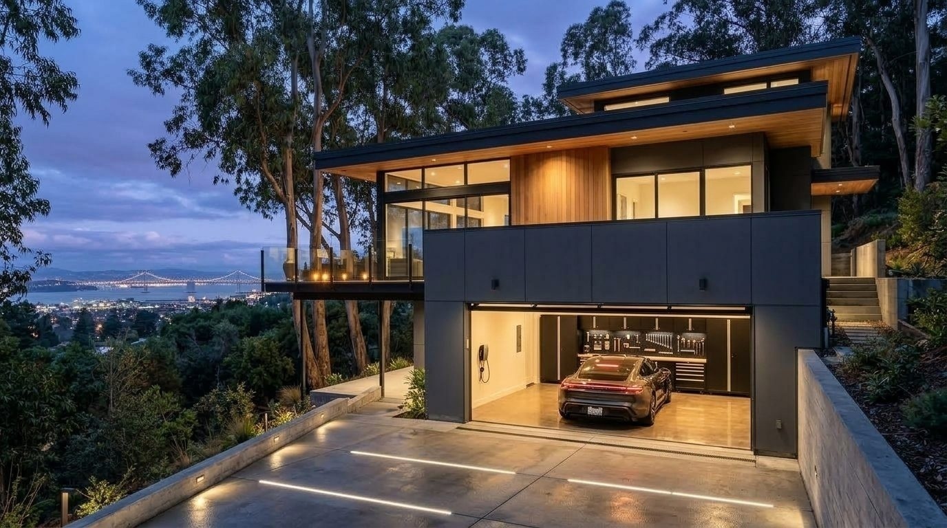 Gary Baker Garage Door Service Overhead Garage Door Gliding Open in Encino, CA